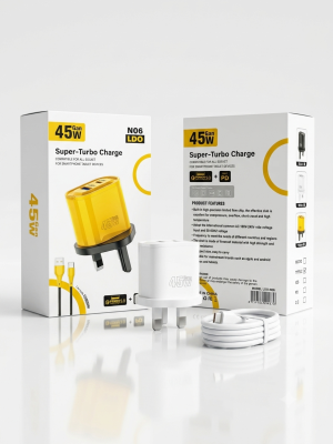 شاحن LDO 45W GaN سوبر توربو مع كابل Type-C